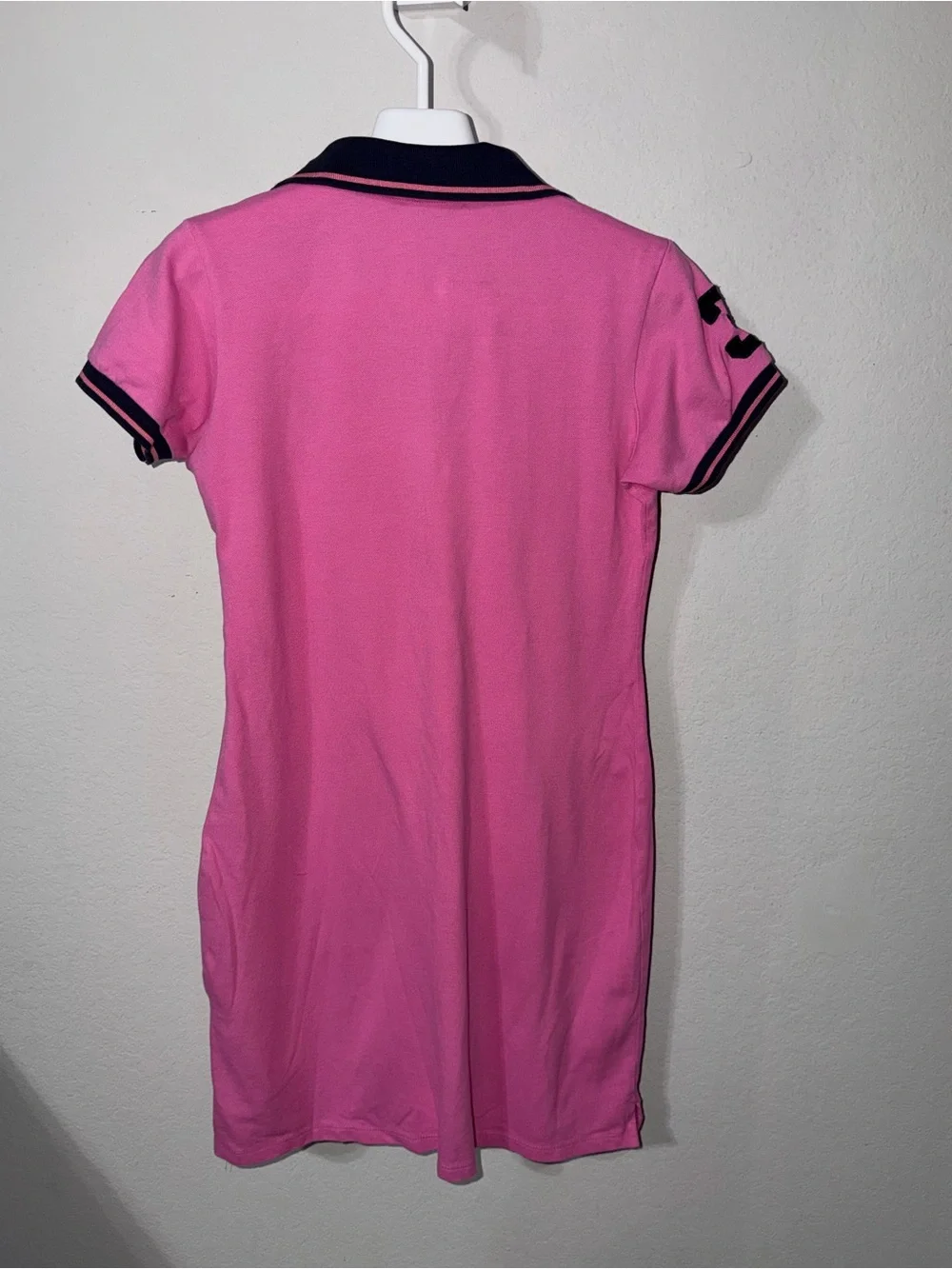 Polo Ralph Lauren Pink Big Pony Polo Dress Navy Trim XL
